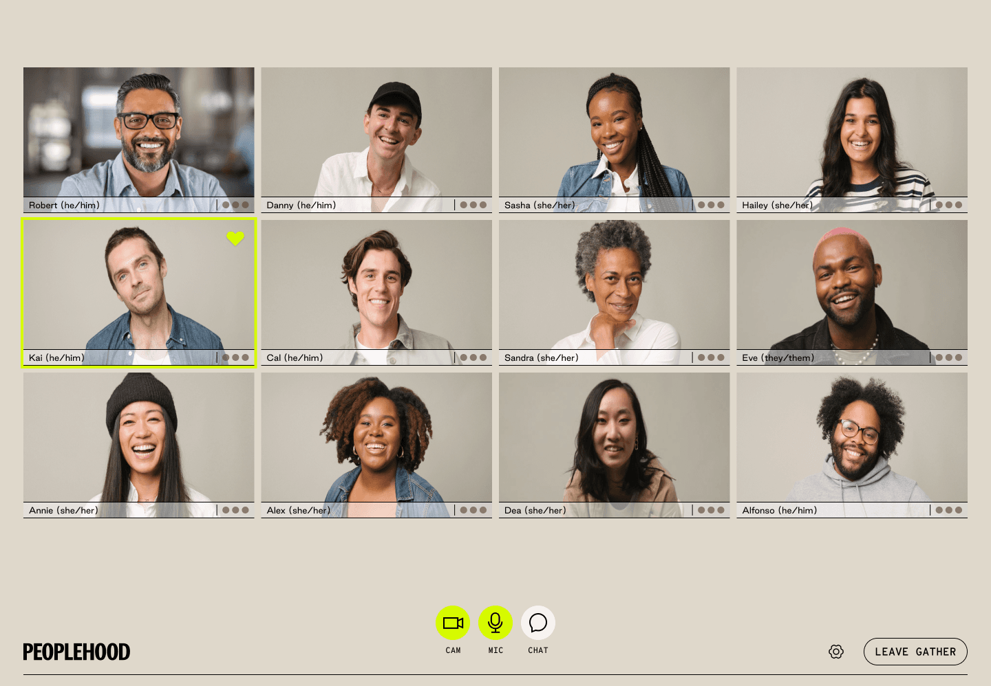 Virtual meeting view with grid of 12 adults